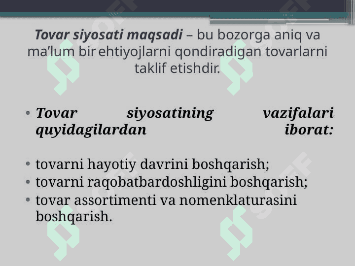 Tovar siyosati 8