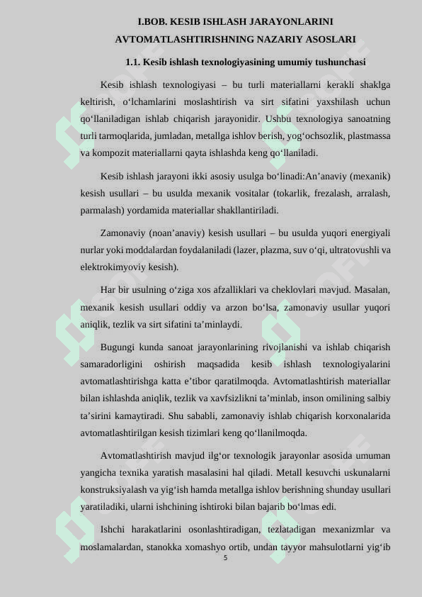 KESIB ISHLASH TEXNOLOGIK JARAYONLARINI AVTOMATLASHTIRISH 5