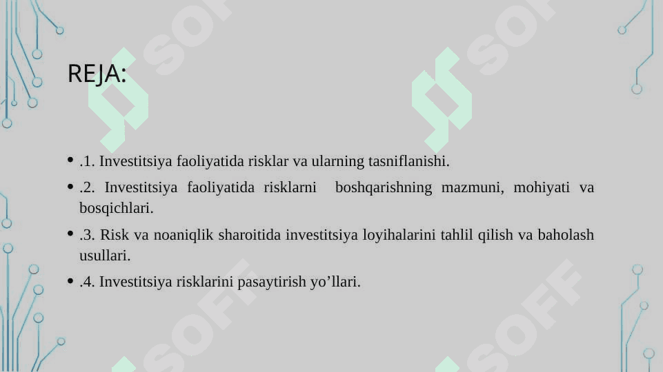 Investitsiya risklari va ularni pasaytirish yo’llari 2