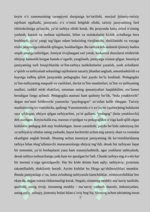 Ilk yoshli bolalarni tarbiyalashning o‘ziga xosligi 7