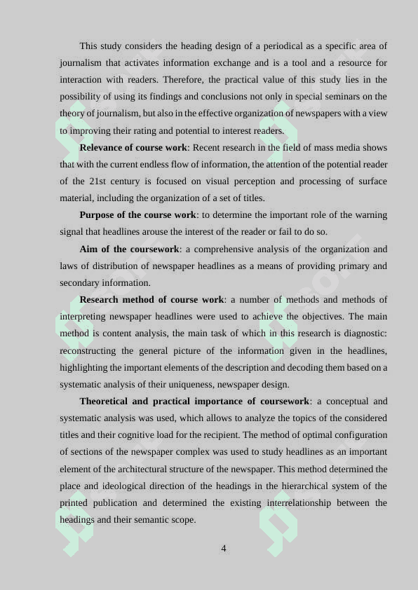 Newspaper headings and their characteristic 4