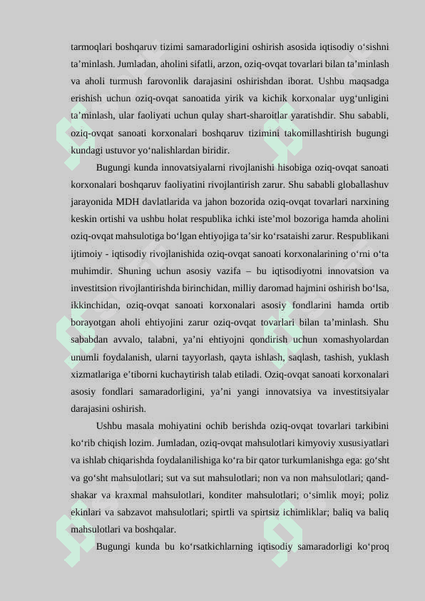 OZIQ-OVQAT SANOATI KORXONALARINI RIVOJLANTIRISHDA INVESTITSIYA SALOHIYATINI BOSHKARISH SAMARADORLIGINI OSHIRISH 6