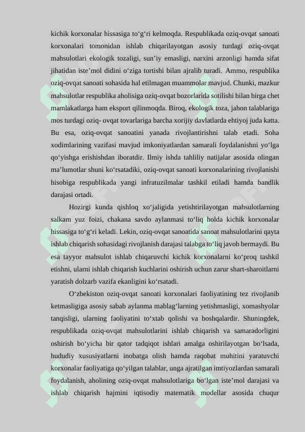 OZIQ-OVQAT SANOATI KORXONALARINI RIVOJLANTIRISHDA INVESTITSIYA SALOHIYATINI BOSHKARISH SAMARADORLIGINI OSHIRISH 7