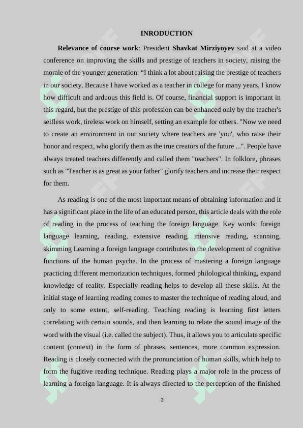 READING AS A GOAL AND A MEANS OF TEACHING A FOREIGN LANGUAGE 3