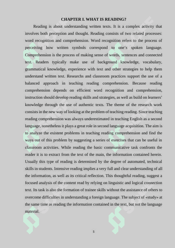 READING AS A GOAL AND A MEANS OF TEACHING A FOREIGN LANGUAGE 5