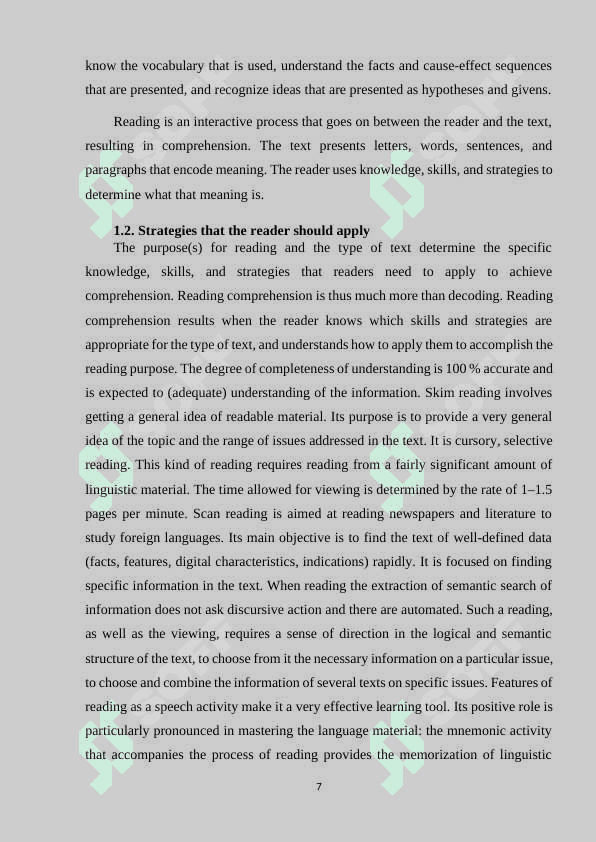READING AS A GOAL AND A MEANS OF TEACHING A FOREIGN LANGUAGE 7