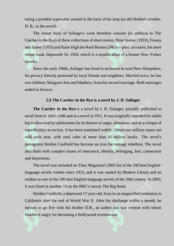 D.J. SALINGER’S THE CATCHER IN THE RYE 6