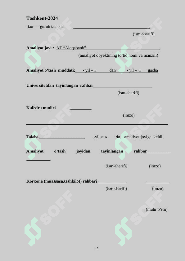 Amaliyot hisoboti Aloqabank 2