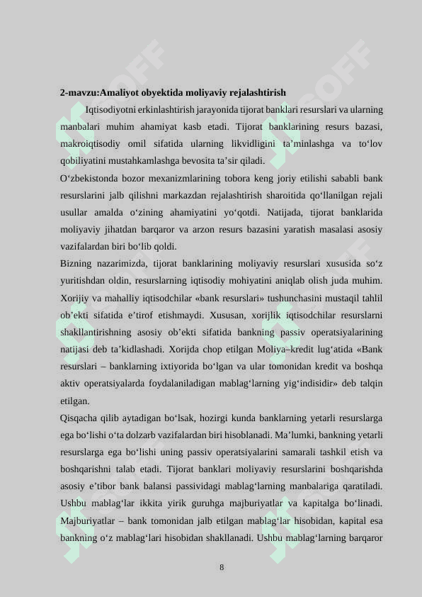 Amaliyot hisoboti Aloqabank 8