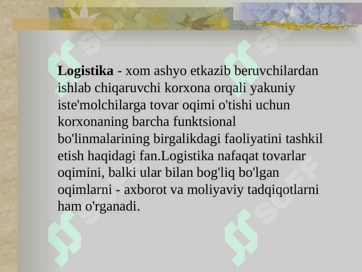 Logistika tizimlarida boshqarish 3