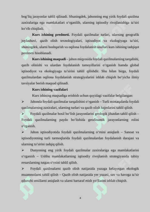 JAHON FOYDALI QAZILMALAR GEOGRAFIYASI 4