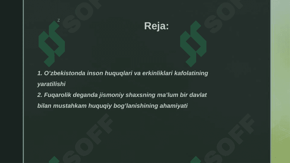 O’zbekistonda inson huquqlari va erkinliklari kafolatining yaratilishi 2