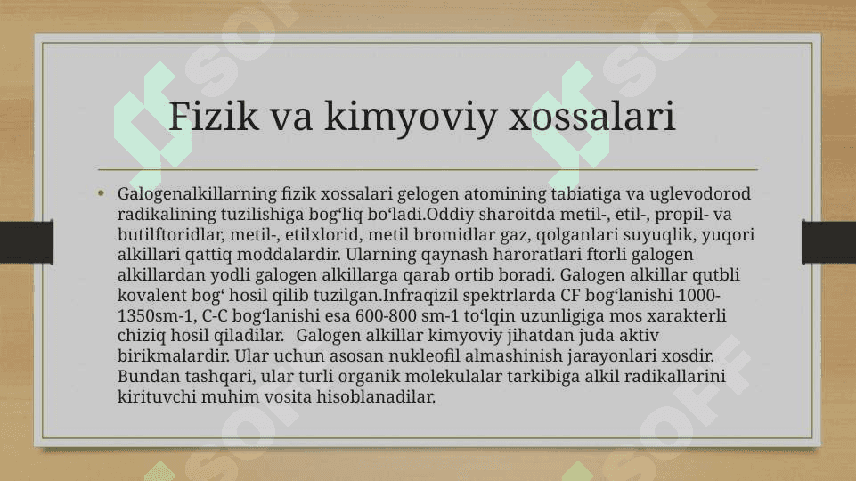 To‘yingan uglevodorodlarning bir galogenli hosilalari 8