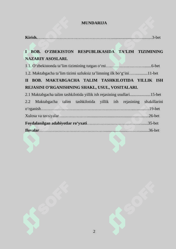 MTT yillik ish rejasining mohiyati 2