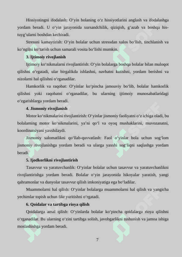 Uch yoshli bolalarda harakatli va so‘zli o‘yinlarni tashkil etish 7