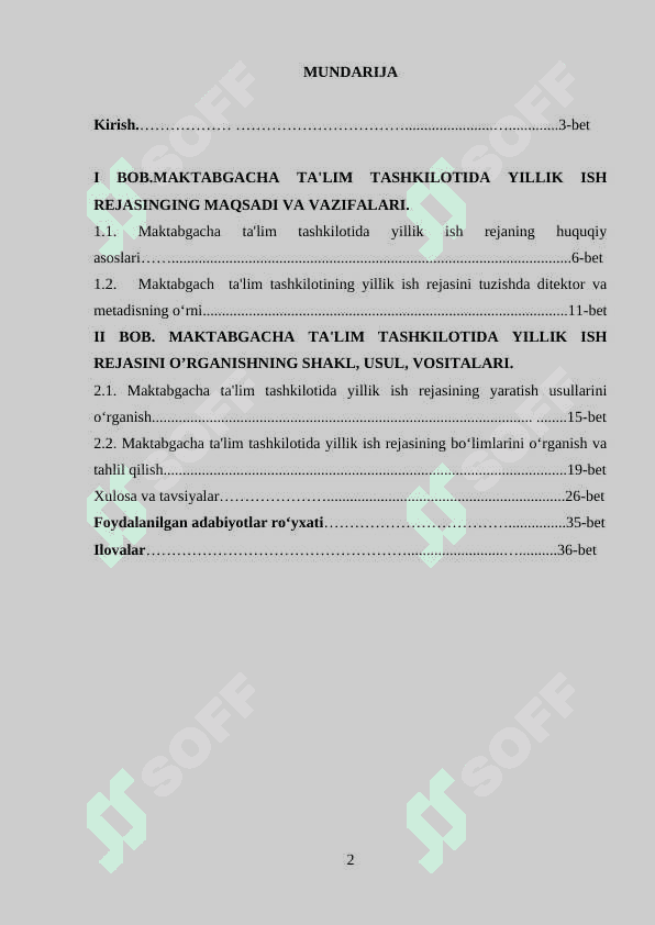 MTT yillik ish rejasining mohiyati 2