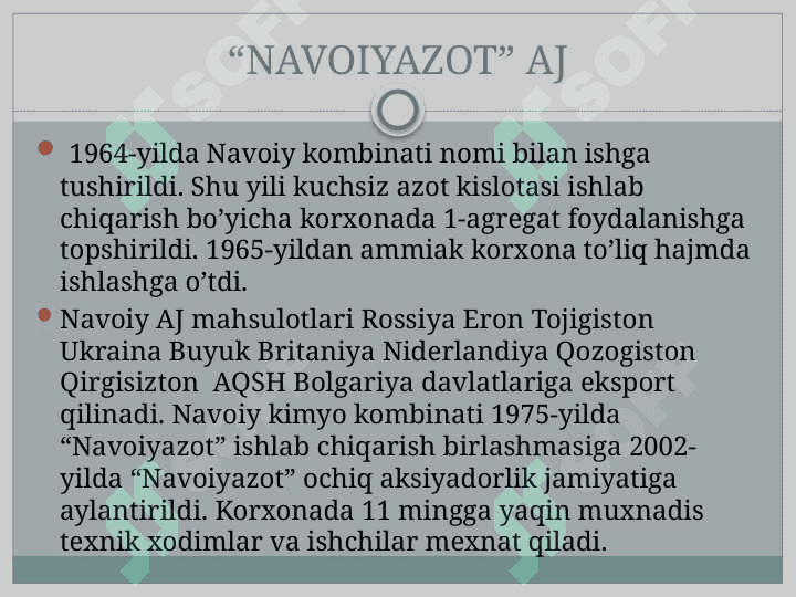 Navoiyazot” AJ 4