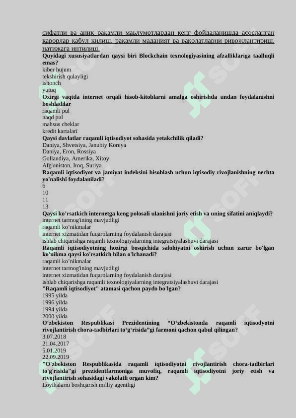 Raqamli iqtisodiyotdan test 3