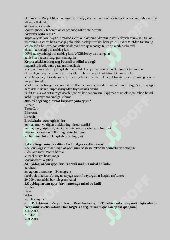 Raqamli iqtisodiyotdan test 4