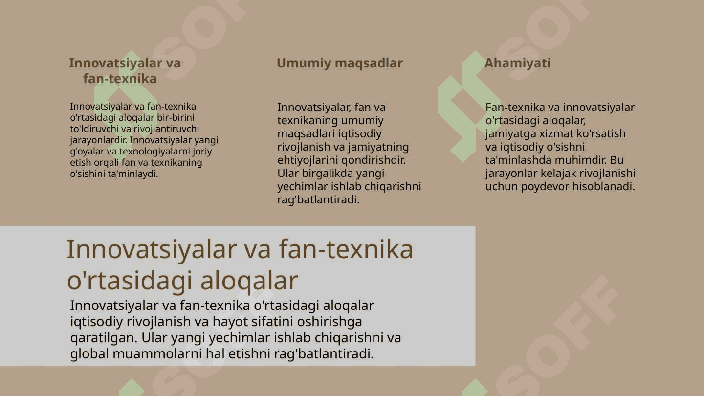 Innovatsiylar, fan-texnikaning o’zaro bog’liqligi va rivojlanishi 2