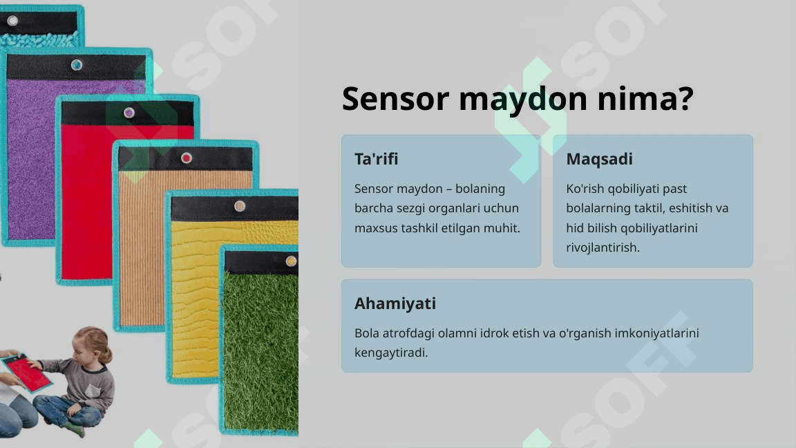 Ko'rish qobiliyati past bolalar uchun maktabda sensor maydon yaratish 3