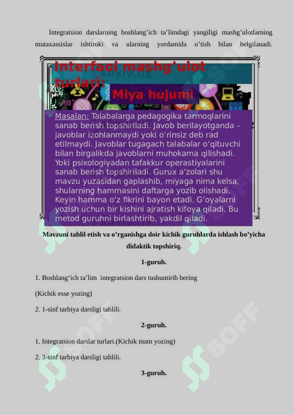 BOSHLANG’ICH TA’LIMDA INTEGRATSION DARSLAR 4