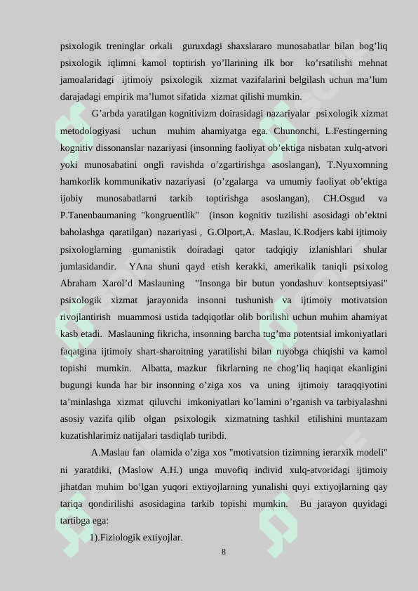 PSIXOLOGIK XIZMATNI TASHKIL ETISH MUOMMOLARI 8