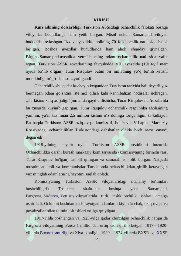 SOVET MUSTABID TUZIMI DAVRIDA TURKISTONDAGI OCHARCHILIK VA UNING FOJIALARI 2