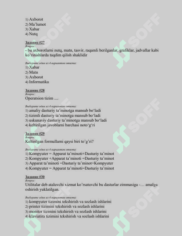 Informatika test 325 ta javoblari bilan (oxirida ) 8