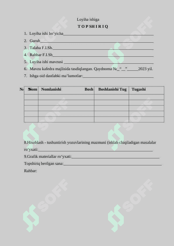 “Sug‘urta” sohasida davlat interaktiv xizmatlarini loyihalashtirish Mavzusidagi Loyiha ishi 3