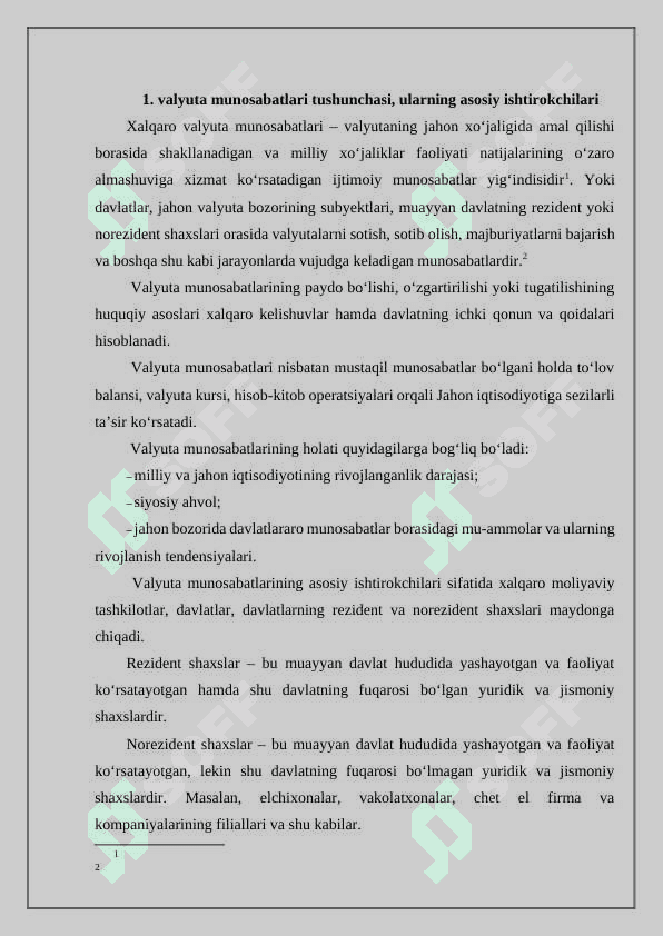 Xalqaro valuta munosabatlari 2