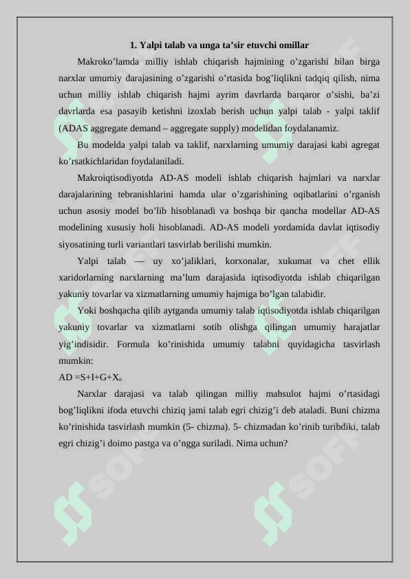 Yalpi talab yalpi taklif modelida makroiqtisodiy muozanat 2
