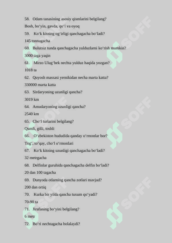 800 ta savolga 800 ta javob Testlar to‘plami BARCHA FANLARDAN 6