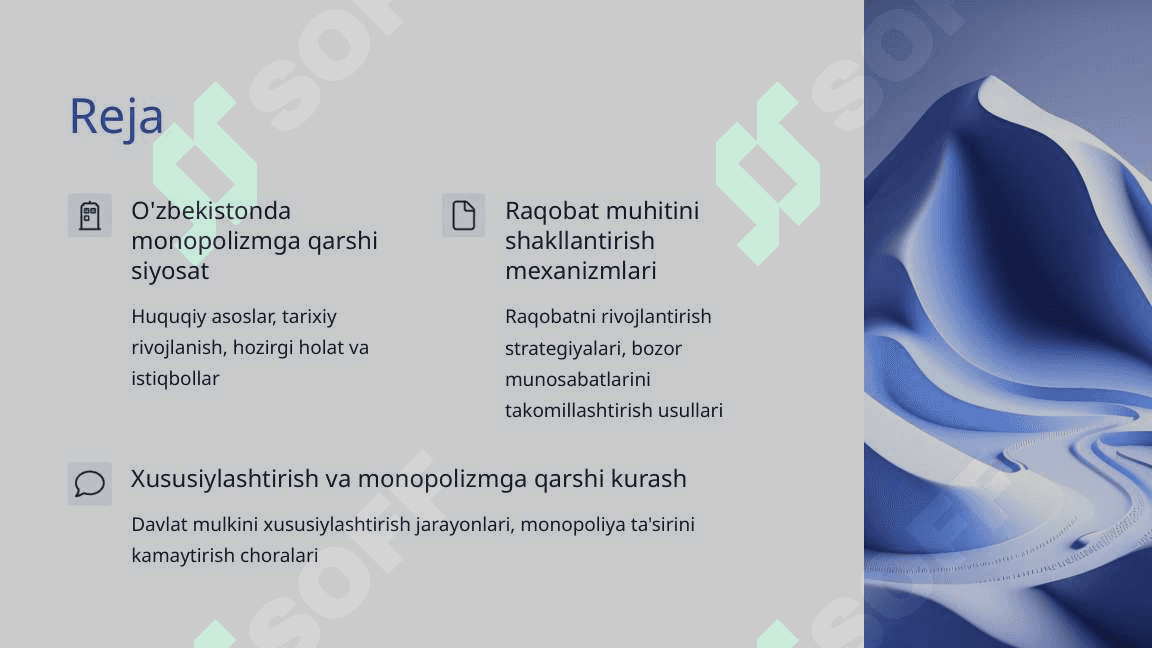 Iqtisodiyotda monopolizmga qarshi siyosat va raqobatni rivojlantirish 2