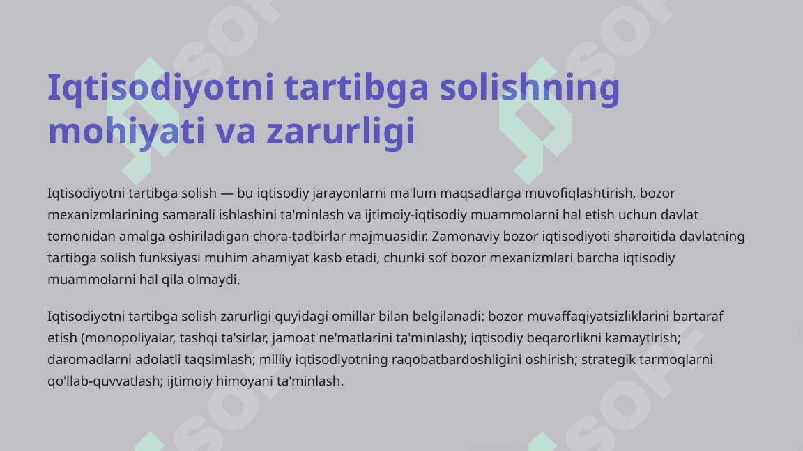 Iqtisodiyotni tartibga solish vositalari 3