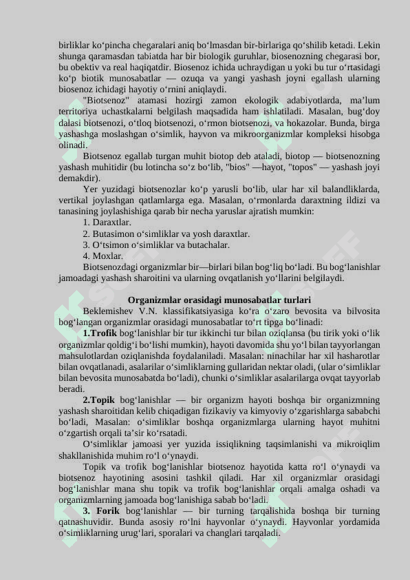 Mavzu: EKOLOGIK TIZIMNI TUZILISHI referat 2