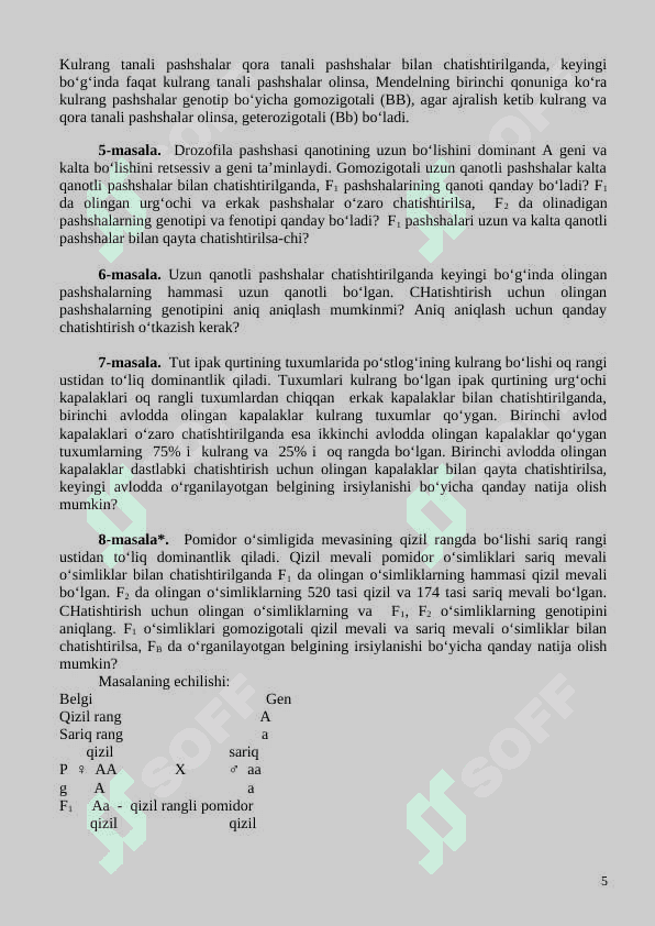 genetika masala ishlash usullari 5