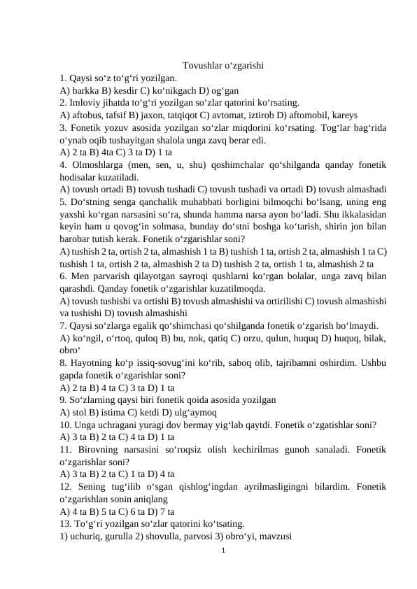 Tovushlar o‘zgarishi 1