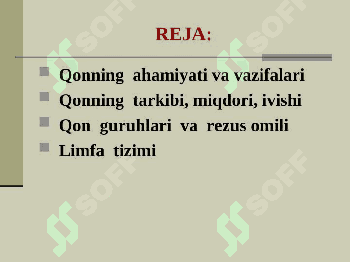 MAVZU: QON  TOMIR  VA  LIMFA  TIZIMI slayd 2