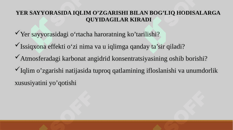 IQLIM O‘ZGARISHINI OLDINI OLISH BO‘YICHA CHORA-TADBIRLAR 8