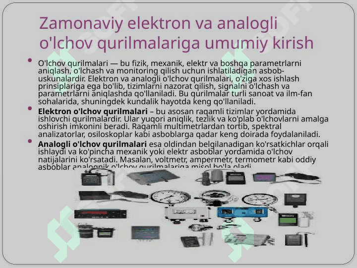Zamonaviy elektron va analogli o'lchov qurilmalari va ulardan foydalanish  T.pptx 3
