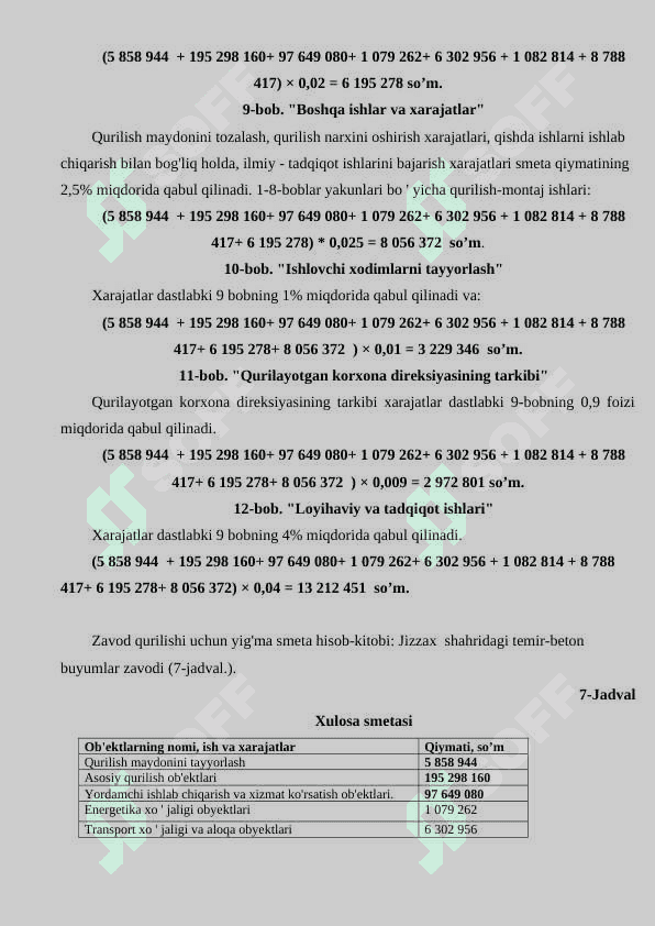 Korxonaning texnik iqtisodiy samaradorligini aniqlash 6