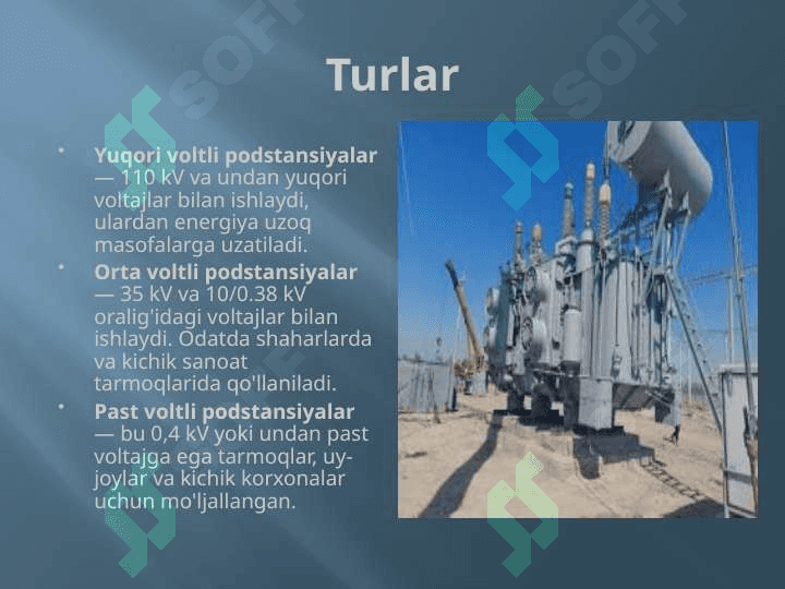 10 0,38 KV li podstansiyalar,montaji ularda yerga ulanish tarmog'i va yashindan ximoyalovchi vositalarini montaji. t.pptx 4