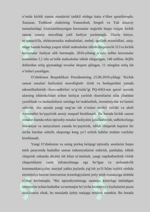 HUDUDLAR BIZNES MUHITINI RIVOJLANTIRISH VA SAMARALI BOSHQARISH YO'NALISHLARI 8