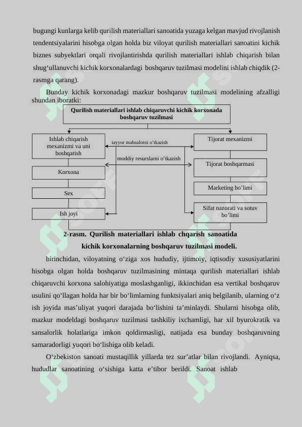 QURILISH MATERIALLARI ISHLAB CHIQARUVCHI KORXONALARNING BOSHQARISH MEXANIZMINI TAKOMILLASHTIRISH 5