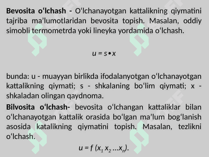 O‘lchash usullari va turlari, o‘lchash vositalari va ularning turlari. O‘lchashlarning sifat mezonlari, o‘lchash xatoliklari va ularning tabaqalanishi, bartaraf etish usullari. 7