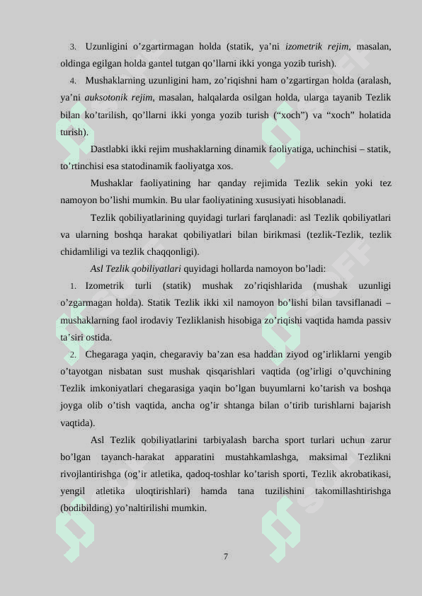 YOSH XUSUSIYATLARIGA QARAB TEZLIK MASHQLARINI TANLASH VA DOZALASH 7