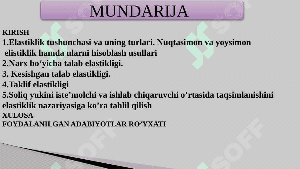 Bozorda talab va taklifni elastiklik nazariyasi 2