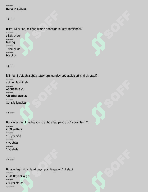 pedagokika fanidan test to'plami 8