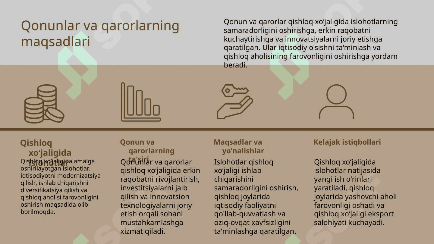 Oʻzbekiston respublikasi qishloq xoʻjaligida islohotlarni chuqurlashtirish borasidagi qonun va qarorlarni oʻrganish va ishlab chiqarishda qollash 3